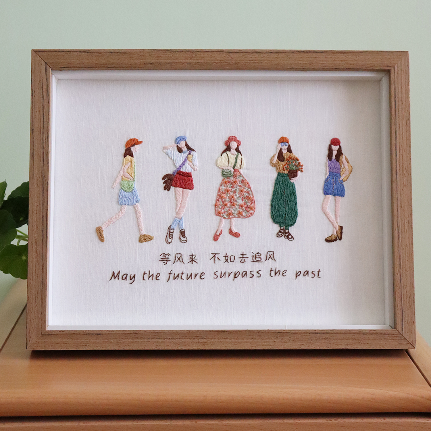 人物刺绣diy材料包原创相框礼物