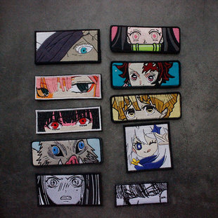 战术包贴章日风动漫刺绣魔术贴二次元 臂章 少女眼睛半脸原神个性