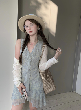 IKOON2025新款今年流行爆款夏季单品连衣裙女夏好看斜裁雪纺裙子