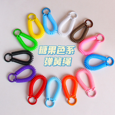 弹簧伸缩绳钥匙扣挂扣清新好运快乐可爱一举夺魁高考放松