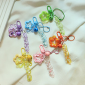 新款 透明五角星钥匙扣挂件ins个性 链条挂饰手机壳耳机套饰品配件