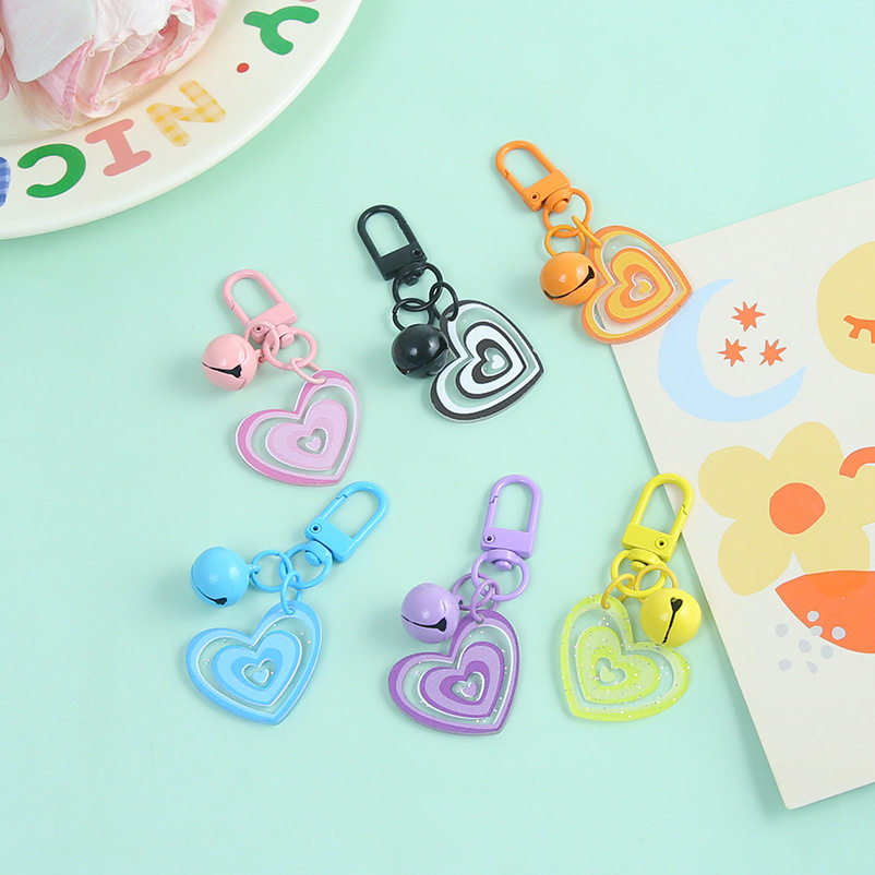 彩色亚克力细闪爱心钥匙扣INS风梦幻少女心挂件情侣包包挂配礼盒