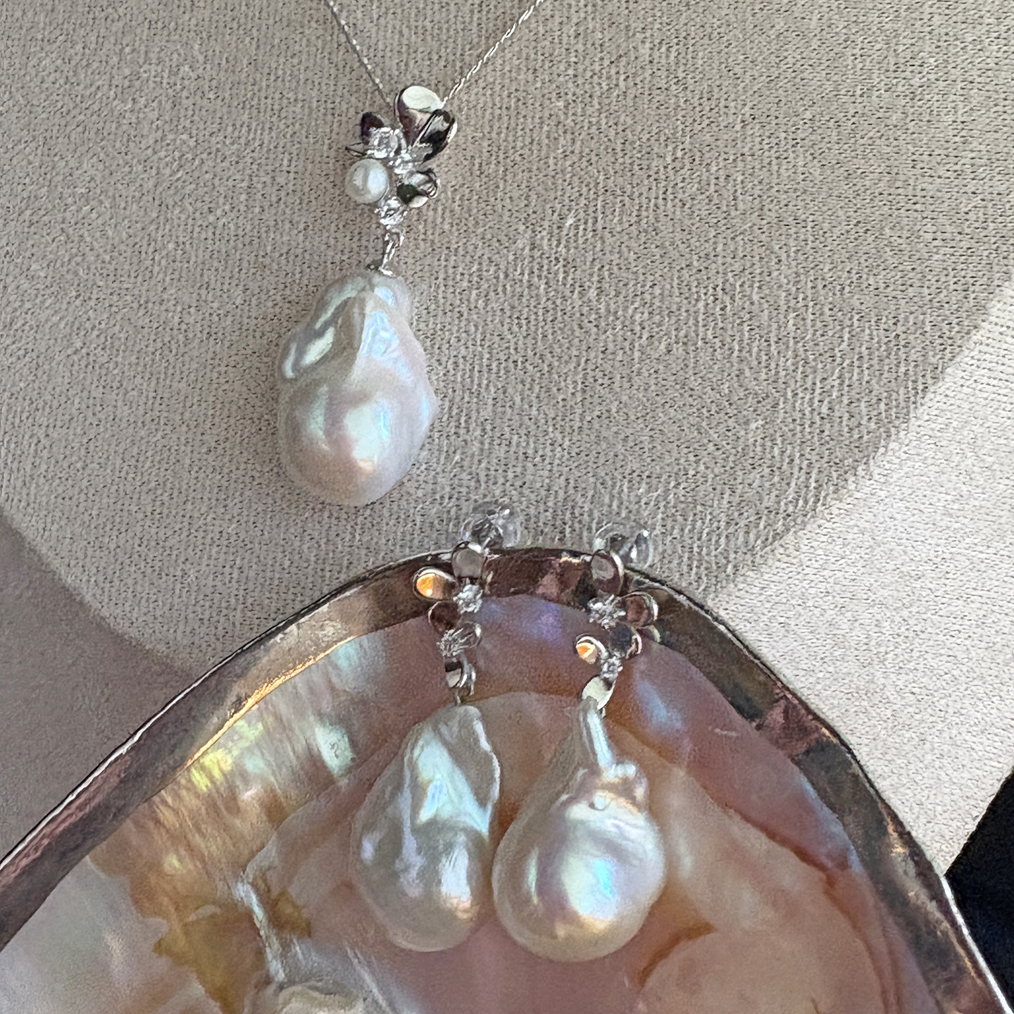 天然淡水巴洛克珍珠925银