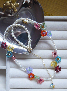 法牌同款keshi珍珠天鹅水晶项链