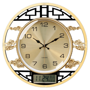 新中式挂钟轻奢客厅静音钟表创意个性大气时钟时尚挂表家用石英钟