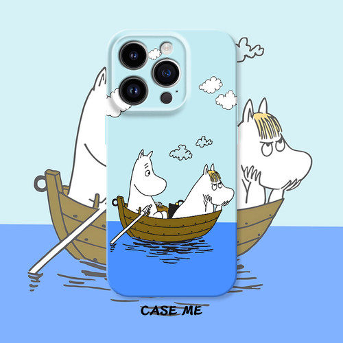 姆明泛舟插画适用iphone16/15pro苹果13/14Promax华为P70/NOVA13/荣耀300/magic7/6/5小米17/vivox200手机壳