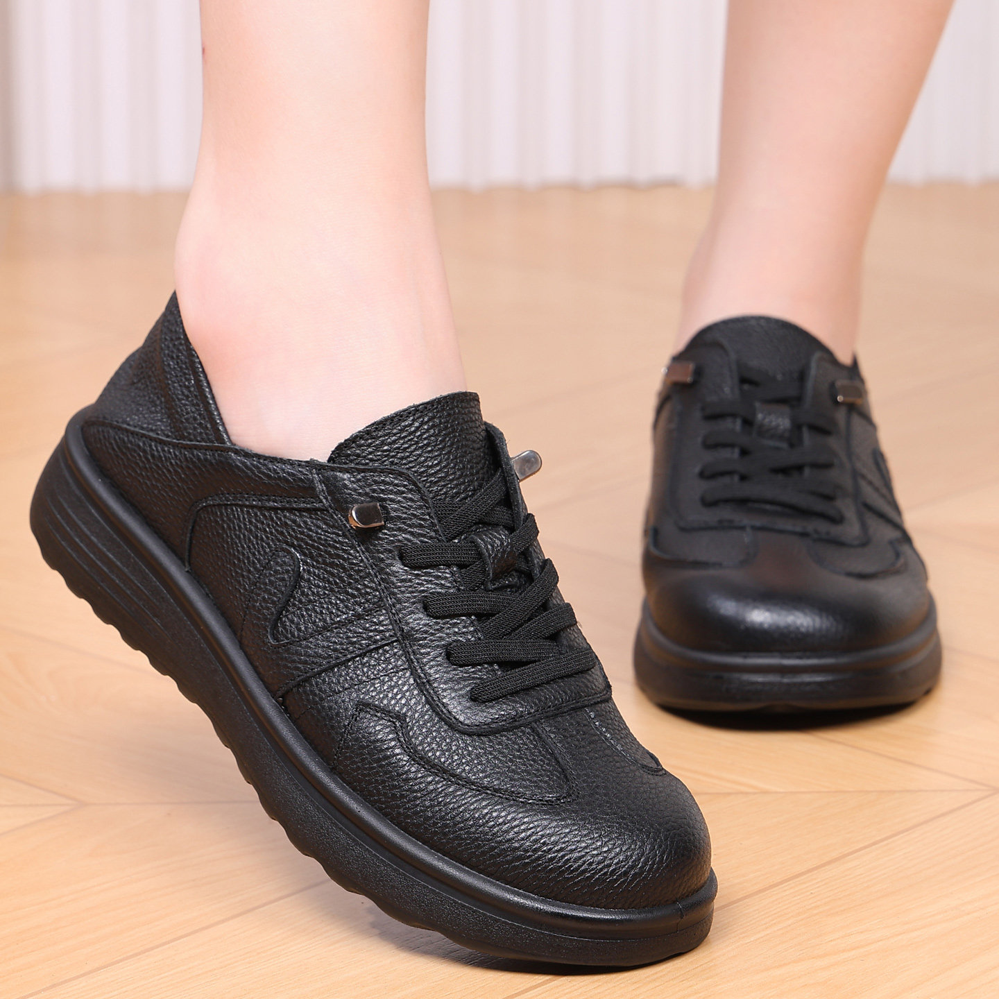 旺奈真皮软底妈妈鞋单鞋平底舒适免系带女鞋中年防滑圆头皮鞋清仓,女鞋,深口单鞋,淘宝优惠券,粉丝福利购,淘宝优惠卷