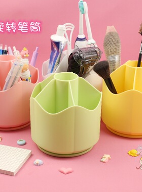 美甲工具旋转收纳桌面收纳盒神器化妆刷存储盒化妆品收纳旋转笔筒