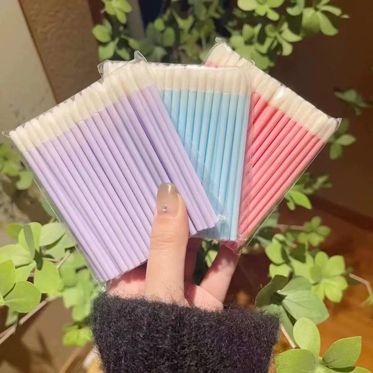 美睫清洁棒慕斯刷卸睫棉签美睫清洁棉签便携唇刷美睫工具口红棉棒