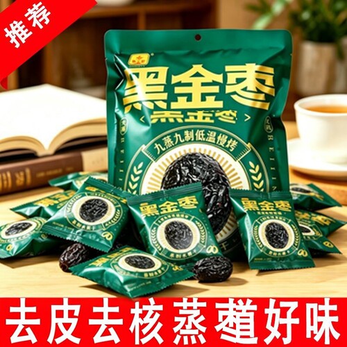 华聚黑金枣500g九蒸九晒去皮去核蒸枣口感软糯水果蜜饯开袋即食
