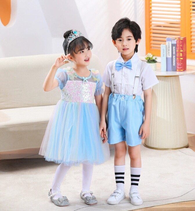 六一儿童舞蹈演出服蓬蓬裙公主裙幼儿园女可爱毕业照小星星连衣裙