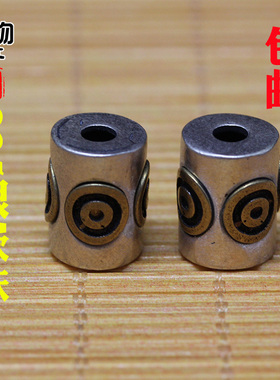925银嵌白铜桶珠10x12.5mm4.4克佛珠手串配饰配件