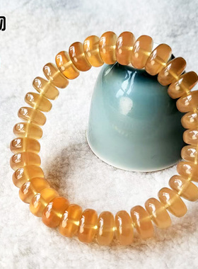 天然青鱼石药片扁珠手串原色透明已防裂手链文玩珠串