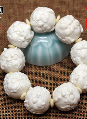 鹿角原色雕刻龙九子手串手链