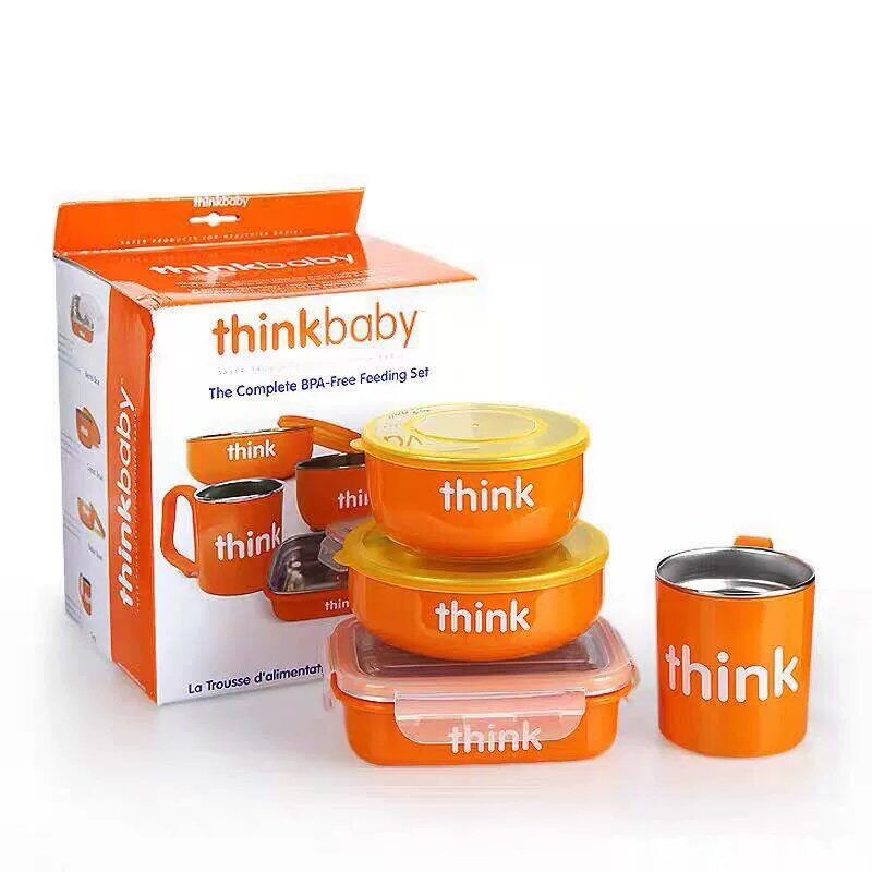 美国进口thinkbaby不锈钢儿童餐具 宝宝饭盒便当盒密封餐盒饭盒