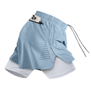 跑步短裤男专业马拉松运动三分裤速干双层带内衬裤子健身可放手机