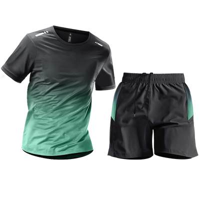 运动服套装男夏季跑步速干衣短袖