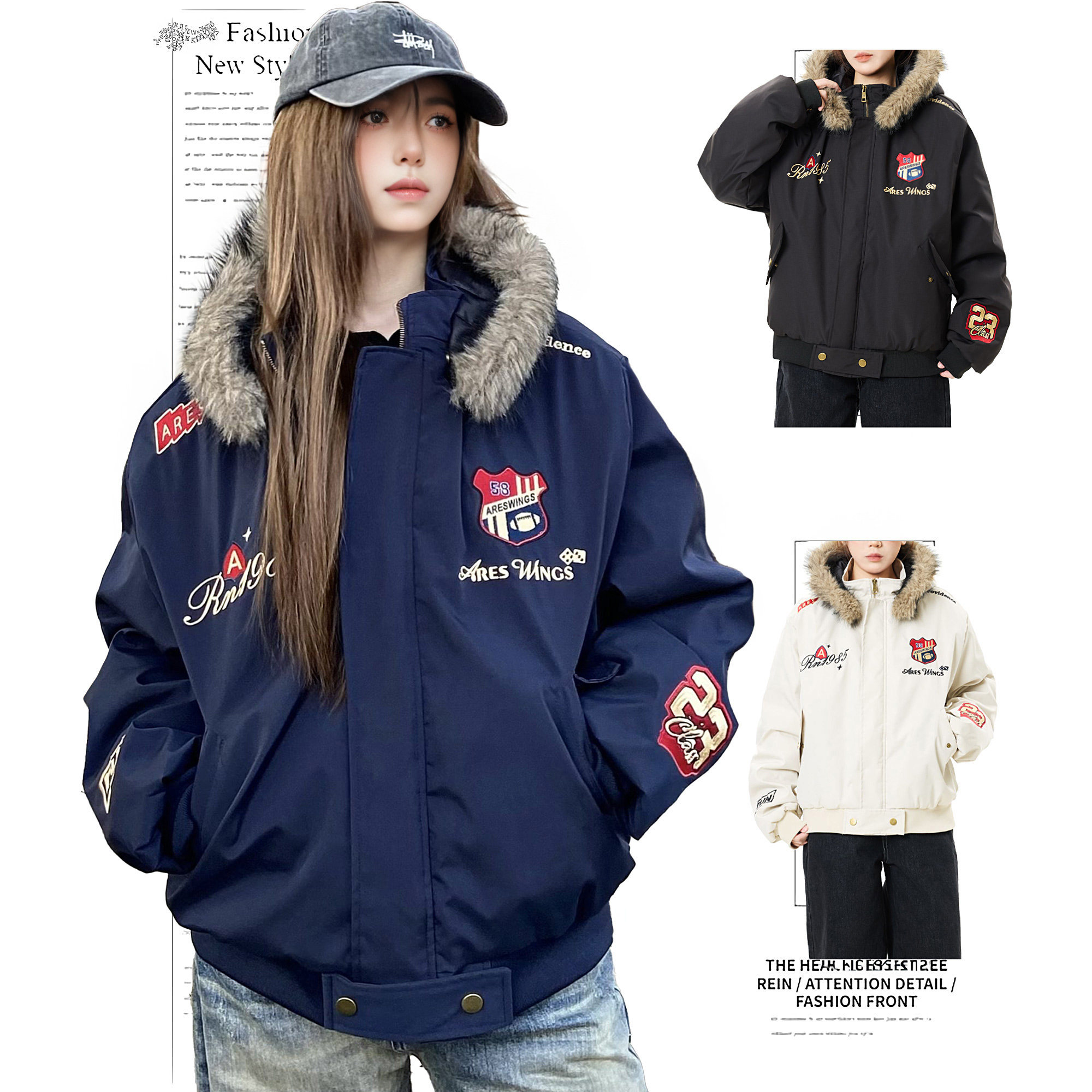 DUSK美式复古刺绣徽章座山雕棉衣外套女冬季小众加厚保暖飞行夹克,女装/女士精品,派克服,淘宝优惠券,粉丝福利购,淘宝优惠卷