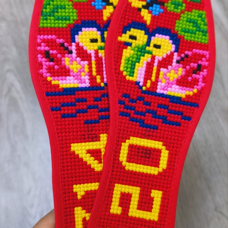 结婚手工十字绣鞋垫成品十字绣全棉满绣鞋垫成品吸汗透气