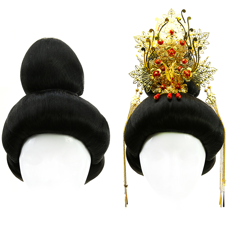 唐代影视剧古装6821整顶假发套日式艺妓头套反串头顶发冠流苏发簪