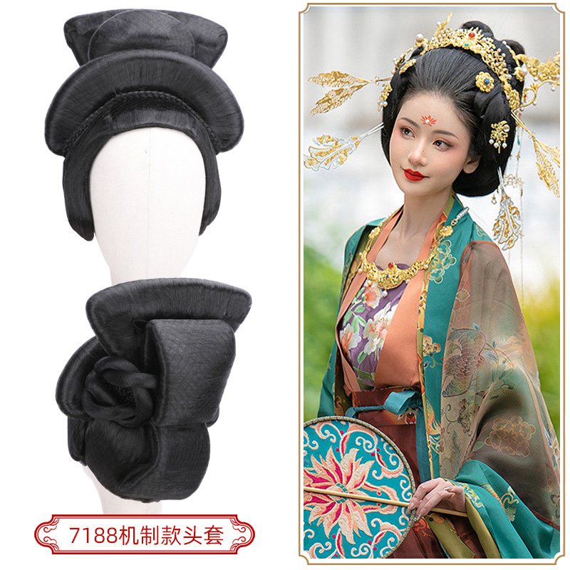 影楼古装发型唐朝贵妃娘娘头套唐风舞台演出造型整顶假发套7188