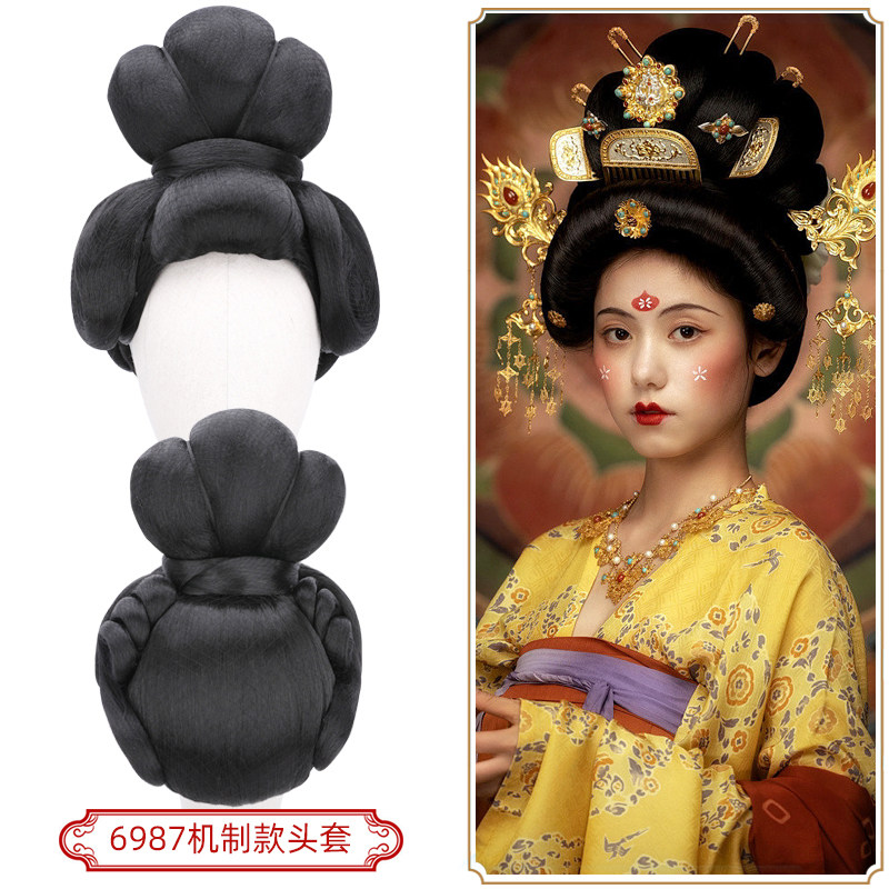 唐风写真发型古装宫廷武则天头套唐朝贵妃全头整顶短款假发套6987