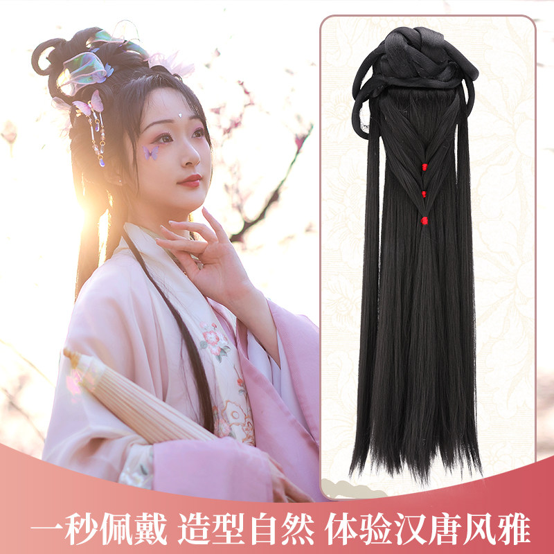 汉服假发包明制宋制假发日常两侧垂鬓发髻古风马面长辫子发型发包
