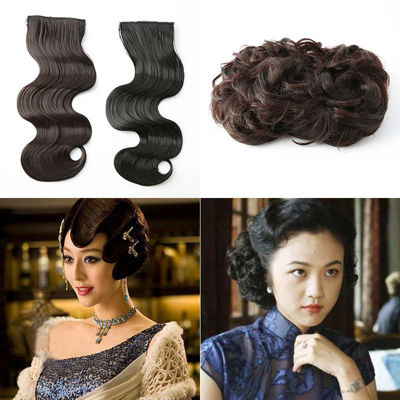 晚清大波浪假发民国造型波纹刘海老上海复古旗袍手推波纹刘海发片