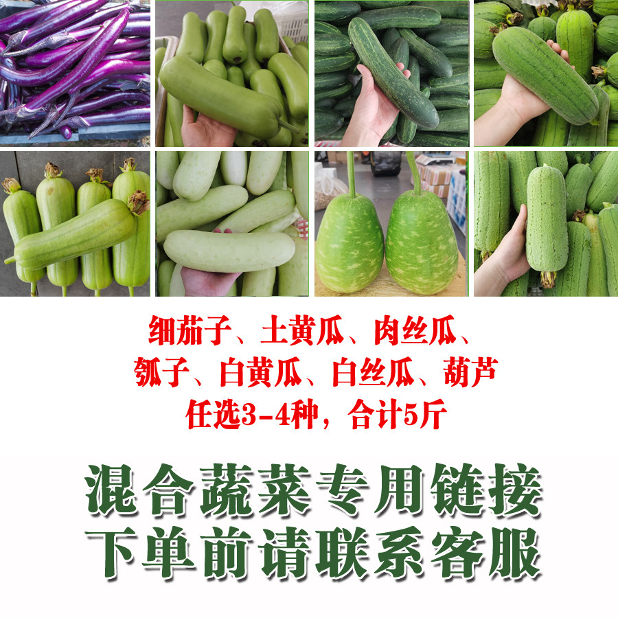 混合新鲜蔬菜自选茄子扁豆黄瓜葫芦瓠子丝瓜任选3-4种