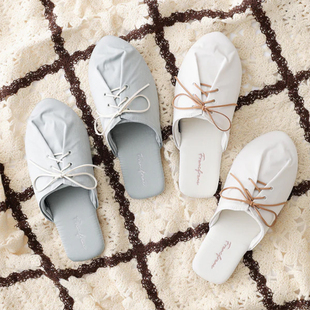 日本francfranc舒适缎面系带拖鞋家居鞋