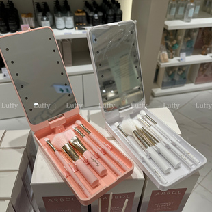 日本francfranc化妆刷套装带led小镜子随身化妆刷