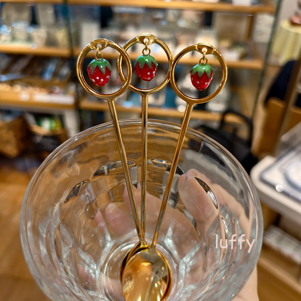 日本afternoontea可爱小草莓吊坠咖啡勺甜品勺图片