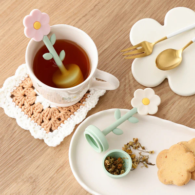 日本francfranc可爱小花朵硅胶泡茶器茶滤