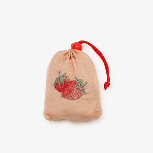日本afternoontea自然皱褶可爱刺绣草莓环保折叠袋