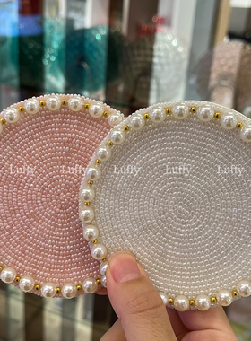 日本francfranc精美串珠珍珠杯垫手工隔热杯垫