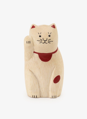 日本afternoontea迷你可爱天然木制手工雕刻招财猫