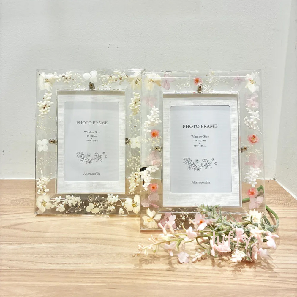 日本afternoontea树脂花朵相框桌面摆件五寸相框