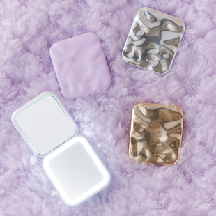 日本francfranc新款两面便携随身化妆小镜子迷你led镜子