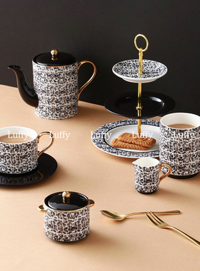 日本francfranc精美花呢图案陶瓷咖啡杯茶壶马克杯点心盘