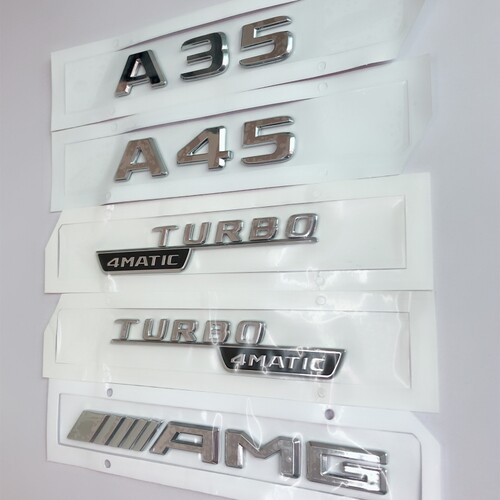 适用于奔驰A35A45车标改装AMG尾标TURBO4MATIC叶子板侧标车贴字母