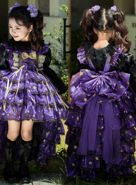 女童洛丽塔礼服公主裙紫色高级感四季吊带秋冬晚宴luolita裙女孩