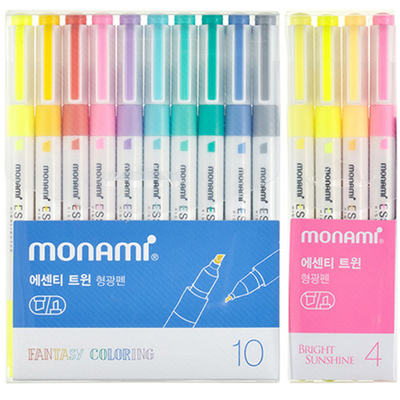 monami慕那美粗细双头荧光笔复古色马卡龙色莫兰迪色ESSENTI Twin