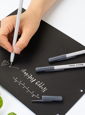 monami慕那美圆珠笔1.0粗子弹头银白色黑卡纸塑料布皮革标记号笔