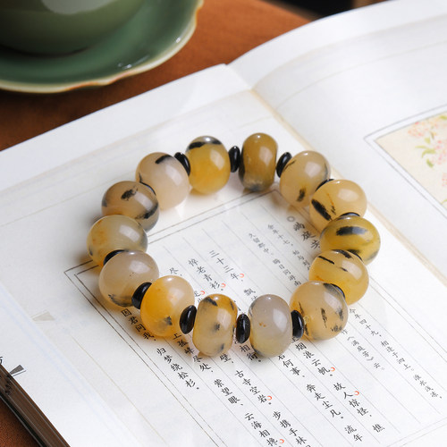 天然黄龙玉男士款大号手链