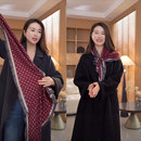 秋冬季 新款 60气质百搭时尚 异域波点丝绒棉围巾披肩丝巾三角巾135