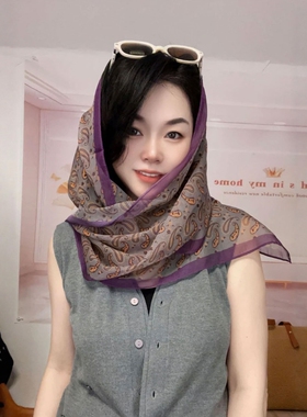 西丽莎长款女夏季紫色女士成人薄款休闲风丝巾民族风文艺洋气百搭