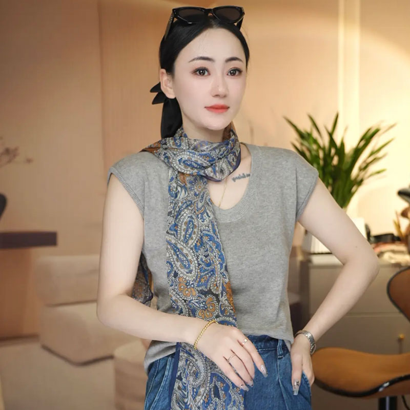 2025新款丝巾35*140CM西丽纱夏季防晒女士长巾时尚气质薄款优雅