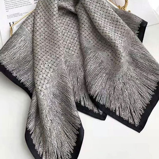 小香风90*90方巾女士丽景缎丝巾气质百搭薄款时尚百搭围巾2025年