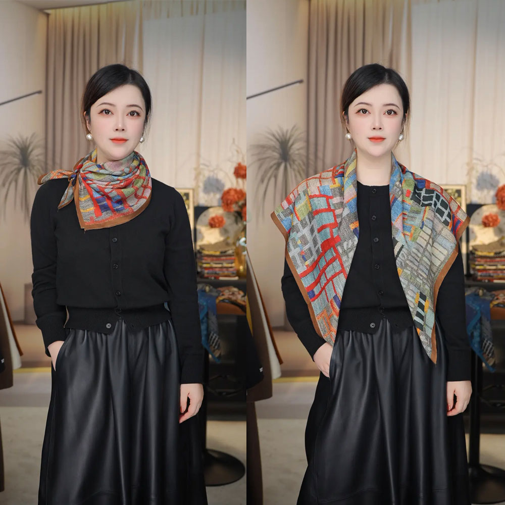 色彩宣言新款棉质双面85方巾围巾