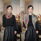 百搭丝绒棉色彩格子披肩 85围巾方巾时尚 色彩宣言新款 棉质双面85